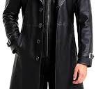SKY-SELLER German Classic Officer WW2 Military Uniform Black Leather Trench  Coat