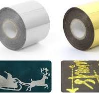 ZONEPACK Hot foil Stamping Paper Leather Fabric PU Glitter Decorative  Artificial Metal Leather for Sewing Material Leather Skin Gold and Sliver  (5CM)