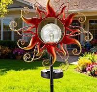 Solar Lights Outdoor Garden Decor, Blue Metal Sun Crackle ...