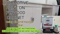 automotive paint on plywood cabinet