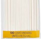 Wilton White 6 Inch Cake Pop Sticks, Paper Lollipop Sticks for Cake Pops,  Candy, Party Treats, and DIY Desserts, 100-Count