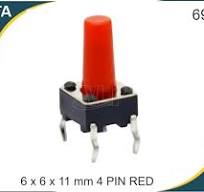 6x6x11 Mm 4 Pin Red - No Material, Red Knob Color | Rohs ...
