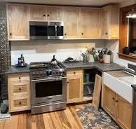 Kitchen cabinets made with prefinished birch plywood