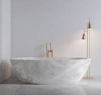 Glacier White Marble Oval Bathtub