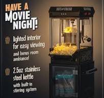Nostalgia Popcorn Machine Cart, Stainless Steel Vintage Popcorn Maker Cart,  Makes 10 Cups, Black