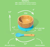 Baby Bowl + Spoon | Bamboo & Silicone Green / Bowl + 1 Spoon