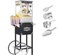 ROVSUN 8 oz Black Popcorn Machine with Cart