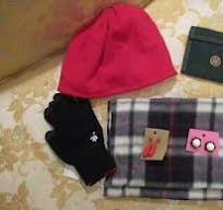 Fashion Accessories Lot, Red Plaid Scarf, Gloves, Beanie, Wallet & Earrings  | eBay
