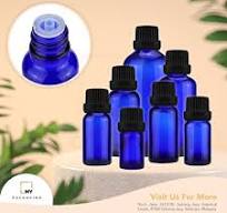 Blue Glass Bottle 5ml to 100ml with Dripper Cap for Serum ...