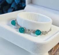 Paraiba Tourmaline Crystal Bracelet: Silver Plated, Adjustable 7"