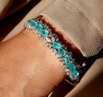 20ctw Multi-cut Blue Paraiba Clustered Leaves Bangle | SayaBling