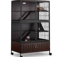 HABUTWAY 60''H Metal Large Ferret Cage, Rolling Chinchilla Cage, Critter  Nation Cage, Indoor Wooden Pet Crate Furniture
