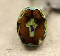SMOKEY TOPAZ CROSSES No. 2 .. 2 Premium Picasso Czech Glass ...
