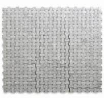Carrara White Marble 1x2 Basketweave Mosaic Tile w/ Cinderella Gray Tan  Dots Honed
