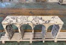 Custom Beige Travertine Stone Console Table Entryway Table