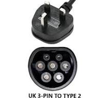 UK 3-pin to Type 2 EV / PHEV Charging Cable. Duosida ...