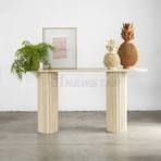 Cream Beige Fluted Travertine Narrow Console Tables - Marble ...
