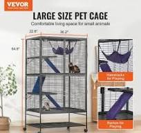 VEVOR 64.6" Rolling Metal Ferret Cage, Large 4-Tier Cage, Small Animal Cage  with Ramps & Tray, Easy to Set up for Pet Rats, Hamster, Guinea Pig, ...