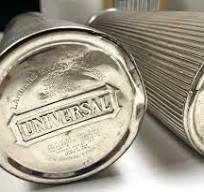 Antique Steel Thermos SET OF 2 Leather Case Landers, Frary & Clark Universal