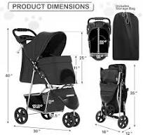 MoNiBloom 3 Wheel Folding Pet Dog Stroller, Foldable ...