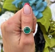 Halo Paraiba Tourmaline Engagement Ring: Round CZ, Sterling Silver Art Deco