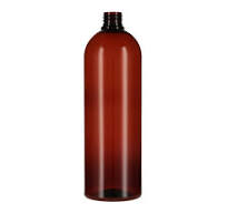 1Liter (1000ml) Amber PET Cosmo Round Plastic Bottle - 28-410 Neck