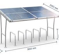 Bike shelter with 4 solar panels F350/5-S for 12 bicycles (3.652 mm x 2.253  mm x 2.319 mm)