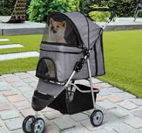 3 Wheels Pet Stroller Dog Cat Lightweight Travel Stroller W/ Cup Holder  Grey | eBay