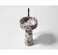 Luxury Italian Calacatta Viola Marble Pedestal Sink Round Marble Wash Basin  Viola Bathroom Sinks Natural Marble Sink