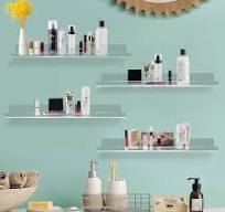 Jansburg Floating Shelves 24 inch Acrylic Wall Ledge Shelves Clear 2 Pack  Invisible Display Bookshelf, 5MM Thick Premium Wall Mounted Shelf Bathroom  ...