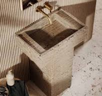 China Rectangle Calacatta Viola Marble Pedestal Sink ...