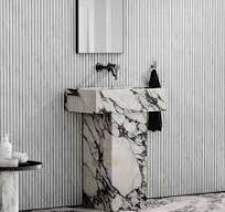 China Rectangle Calacatta Viola Marble Pedestal Sink ...