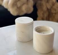 white marble vessel w/candle