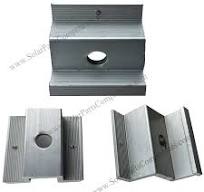 Solar panel end clamps with earthing, made of aluminum.