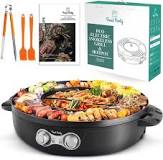 Food Party Hot Pot Electric BBQ Grill with Upgraded Separable ...