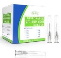 27 Gauge 1/2 Inch Disposable Needles with Caps - Luer Lock Lab Dispensing  Access