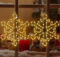 2 PCS LED Snowflake Light Christmas Decorations Outdoor,Christmas Snowflake  Window Hanging Lights,Christmas Window Lights for Home Xmas Party Decor