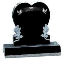 Headstone Heart W Carved Roses- Large Single Upright ...