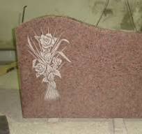 Rose Lotus Etching Headstone High Quality Granite Monument