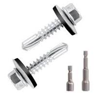 NICKLIN Self Tapping Screws Metal,104Pcs Self Drilling Screws,Trapezoidal  Sheet Metal Screws with Washers Roofing with 2 Hex Bit Socket Wrench Set  for ...