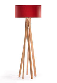 Luxus Design Stehlampe Tripod Mit Hochwertigem Stoffschirm In Rot