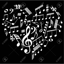 Group Of Musical Notes On A Black Background. Vector Illustration ...