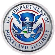 Department of Homeland Security - D H S Emblem on Blue Velvet Round Beach Towel for Sale by Serge Averbukh