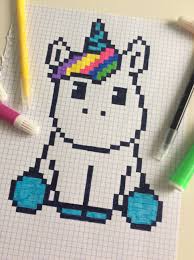 Pixel Art Licorne Facile A Realiser Pixel Art Licorne Dessin Pixel Dessin Quadrille
