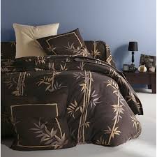 Housse De Couette Coton Imprimee Bambous Tao Marron Couette Linge De Lit