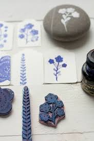 Stempel Selber Machen Blaue Tinte Blumen Runder Stein Stempel Selber Machen Handgemachte Briefmarken Stempel Selbst Gestalten