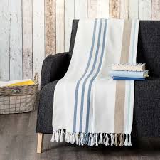 Plaid En Coton Motifs A Rayures 160x210 Soft Furnishings Home Decor Blanket
