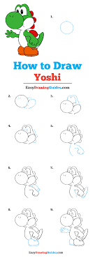 How To Draw Yoshi From Super Mario Really Easy Drawing Tutorial Yoshi Drawing Drawing Tutorial Easy Cute Easy Drawings