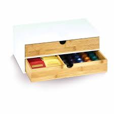 Tiroir A Dosettes Et Capsules 2 Niveaux Bambou Blanc Naturel Boite A The Et Cafe Rangement De Cuisine Et Bocaux Art De La Table Gifi