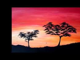 Peinture Acrylique Debutant Peindre Coucher De Soleil Sur La Savane Youtube Peinture Debutant Peinture Paysage Peinture